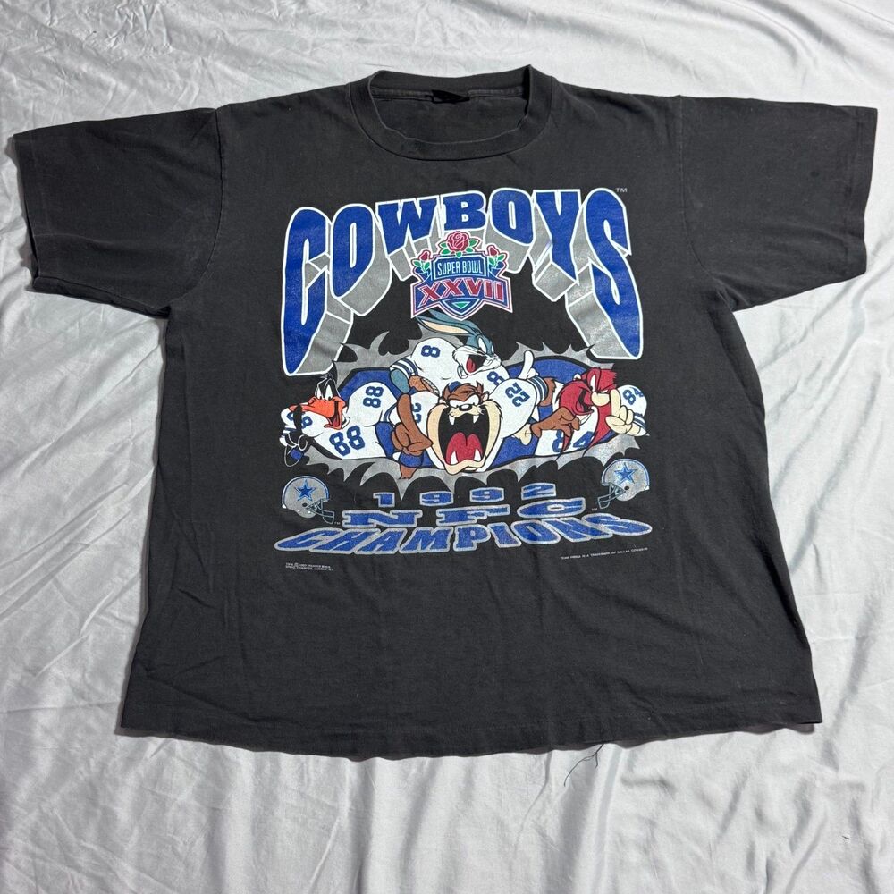 Vintage 90s Dallas Cowboys Looney Tunes T Shirt XL 1992 NFC Champions